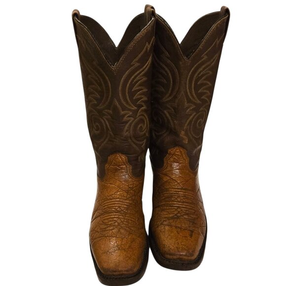 Langstons Cowboy Boots Mens 9 D Two Tone Brown Leather Country Western Wear VTG - Picture 11 of 16